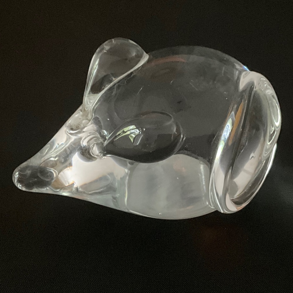 Art Glass Clear Paperweight Mouse